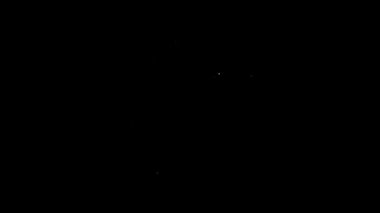 Beyaz çizgi İşitme cihazı simgesi siyah arkaplanda izole edildi. Kulak ve işitme. 4K Video hareketli grafik canlandırması