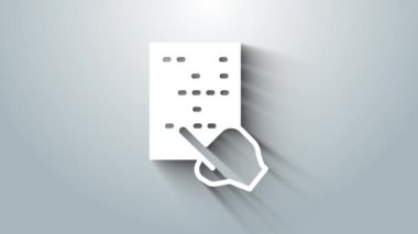 Gri arkaplanda beyaz körler alfabesi simgesi var. Finger puan topluyor. Kör ya da görme engelli insanlar için tabela yazma sistemi. 4K Video hareketli grafik canlandırması