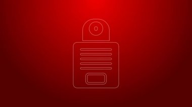 Yeşil çizgi Intercom simgesi kırmızı arkaplanda izole edildi. 4K Video hareketli grafik canlandırması