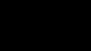 Beyaz çizgi sağırlık simgesi siyah arkaplanda izole edildi. Sağır sembolü. İşitme engelli. 4K Video hareketli grafik canlandırması