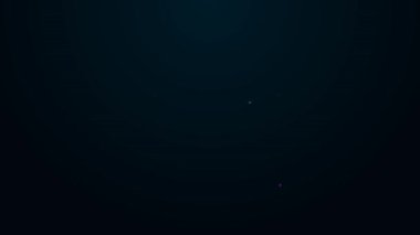 Parlayan neon hattı sağırlık simgesi siyah arkaplanda izole edildi. Sağır sembolü. İşitme engelli. 4K Video hareketli grafik canlandırması