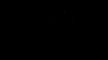 Beyaz çizgi IV çanta ikonu siyah arkaplanda izole edildi. Kan torbası. Kan bağışı konsepti. Tedavi ve terapi kavramı, kemoterapi. 4K Video hareketli grafik canlandırması