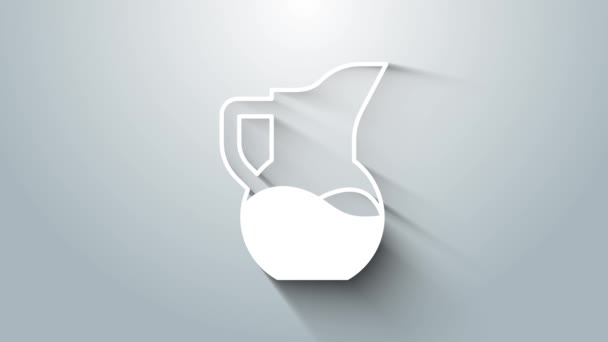 Белый кувшин молока или кувшин значок изолирован на сером фоне. Видеографическая анимация 4K — стоковое видео