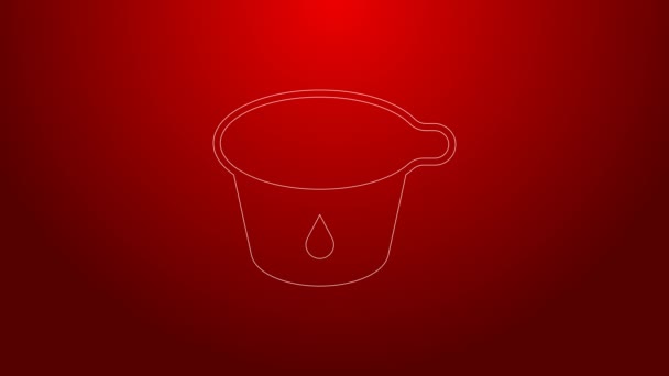 Zöld vonal Joghurt konténer ikon elszigetelt piros alapon. Joghurt műanyag pohárban. 4K Videó mozgás grafikus animáció — Stock videók