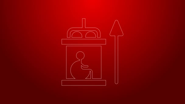 Green line Elevator for disabled icon isolated on red background. 4K Video motion graphic animation — Video Stock