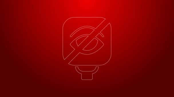 Green line Blindness icon isolated on red background. Blind sign. 4K Video motion graphic animation — Αρχείο Βίντεο