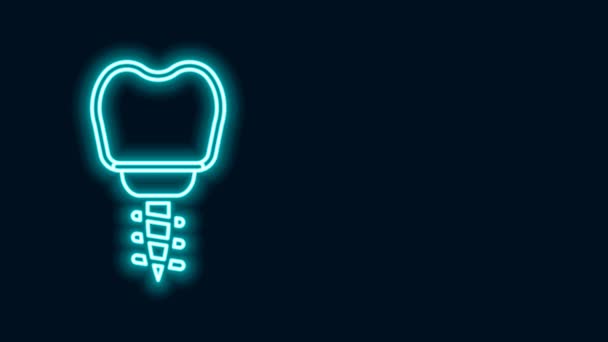 Glowing neon line Dental implant icon isolated on black background. 4K Video motion graphic animation — Stock Video