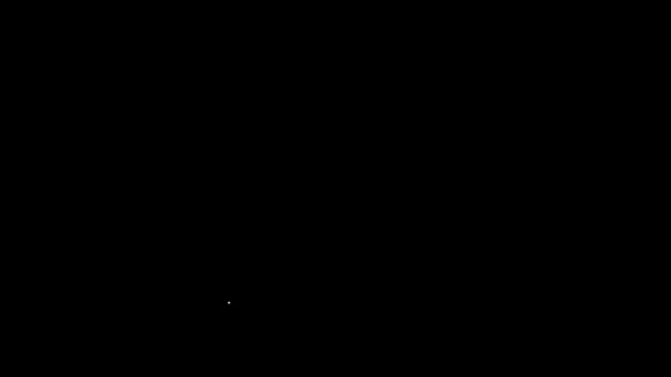 Біла лінія піктограма машини бігова доріжка ізольована на чорному тлі. 4K Відео рух графічна анімація — стокове відео