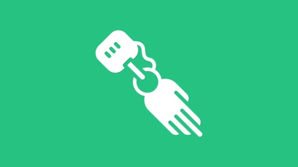 White Prosthesis hand icon isolated on green background. Futuristic concept of bionic arm, robotic mechanical hand. 4K Video motion graphic animation — Video