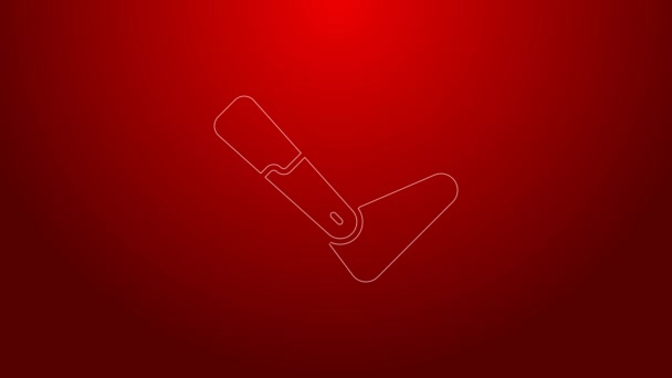 Green line Prosthesis leg icon isolated on red background. Futuristic concept of bionic leg, robotic mechanical leg. 4K Video motion graphic animation — Video Stock