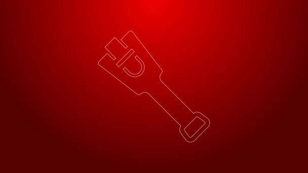 Green line Prosthesis leg icon isolated on red background. Futuristic concept of bionic leg, robotic mechanical leg. 4K Video motion graphic animation — Video Stock