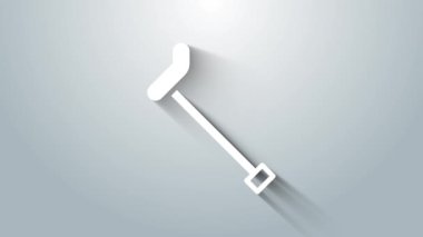 Beyaz baston simgesi gri arka planda izole edilmiş. 4K Video hareketli grafik canlandırması