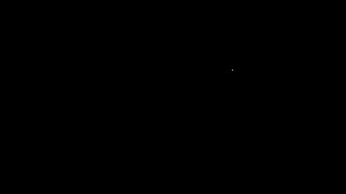 Elektrik koruma bileşeni simgesinin beyaz çizgi fünyesi siyah arkaplanda izole edildi. Eriyen koruyucu fitil. 4K Video hareketli grafik canlandırması