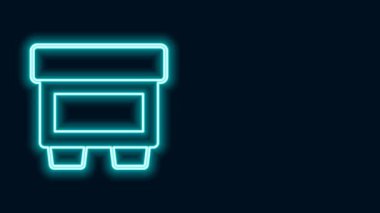 Parlayan neon hattı Fuse elektrik koruma bileşeni ikonu siyah arkaplanda izole edildi. Eriyen koruyucu fitil. 4K Video hareketli grafik canlandırması