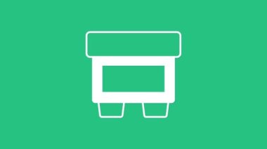 Elektrik koruma bileşeni simgesinin beyaz füzyonu yeşil arkaplanda izole edildi. Eriyen koruyucu fitil. 4K Video hareketli grafik canlandırması