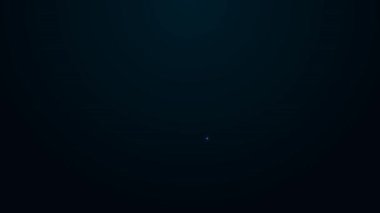 Parlayan neon hattı araba bujisi simgesi siyah arkaplanda izole edildi. Araba elektrikli mumu. 4K Video hareketli grafik canlandırması