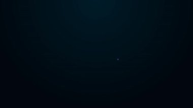 Siyah arkaplanda izole edilmiş araç simgesinde parlayan neon hattı sinyal kornası. 4K Video hareketli grafik canlandırması