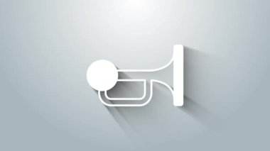 Gri arkaplanda beyaz işaret kornası var. 4K Video hareketli grafik canlandırması