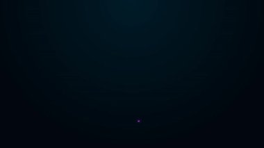 Parlak neon çizgili araba tekerleği simgesi siyah arka planda izole edildi. 4K Video hareketli grafik canlandırması
