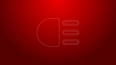 Yeşil çizgi Yüksek Işın simgesi kırmızı arkaplanda izole edildi. Araba farları. 4K Video hareketli grafik canlandırması