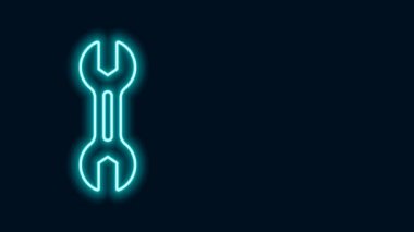 Parlayan neon çizgi anahtarı simgesi siyah arkaplanda izole edildi. 4K Video hareketli grafik canlandırması