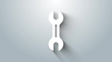 Gri arkaplanda beyaz anahtarlı simge izole edildi. 4K Video hareketli grafik canlandırması