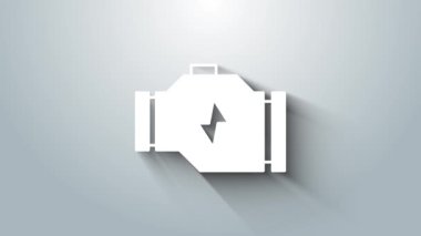 Gri arkaplanda beyaz kontrol motor simgesi izole edildi. 4K Video hareketli grafik canlandırması