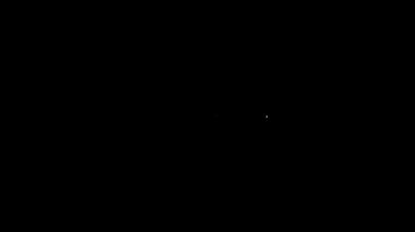 Siyah arka planda izole edilmiş bir araba simgesi için beyaz çizgi tekerleği. 4K Video hareketli grafik canlandırması
