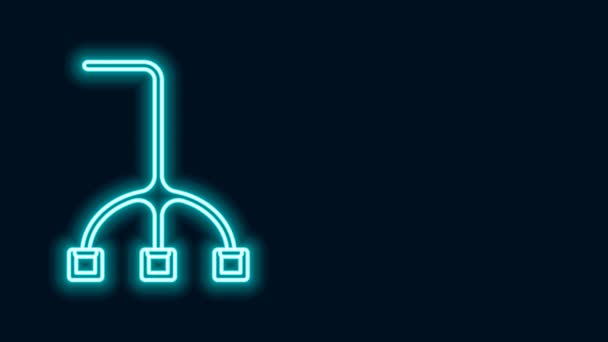 Linea neon incandescente icona bastone bastone da passeggio isolato su sfondo nero. Animazione grafica 4K Video motion — Video Stock