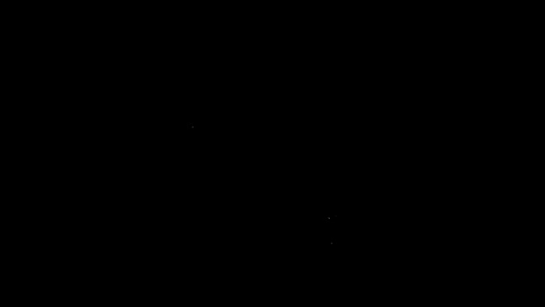 Белая линия Ходячая трость значок выделен на черном фоне. Видеографическая анимация 4K — стоковое видео