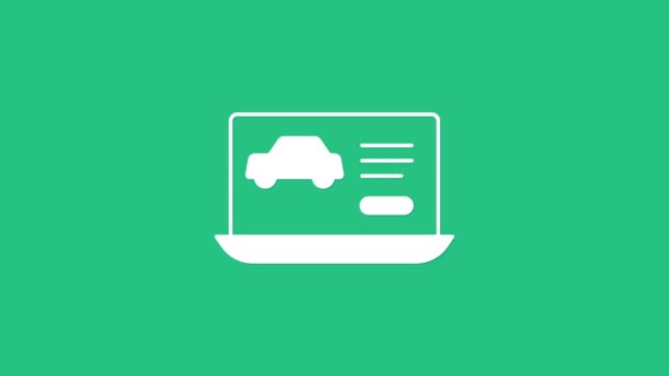 White Hardware diagnostics condition of car icon isolated on green background. Car service and repair parts. 4K Video motion graphic animation — Stock Video