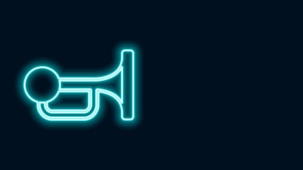 Gloeiende neon lijn Signaalhoorn op voertuig pictogram geïsoleerd op zwarte achtergrond. 4K Video motion grafische animatie — Stockvideo