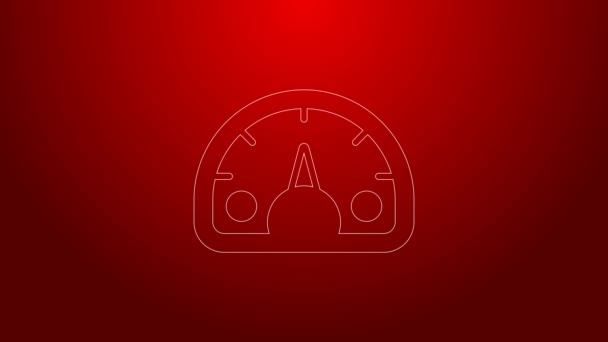 Green line Speedometer icon isolated on red background. 4K Video motion graphic animation — Stock Video