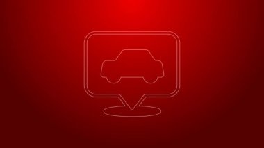 Kırmızı arkaplanda yeşil hat servis simgesi izole edildi. Otomobil tamircisi. Tamirci oto tamircisi. Bakım tabelası. 4K Video hareketli grafik canlandırması