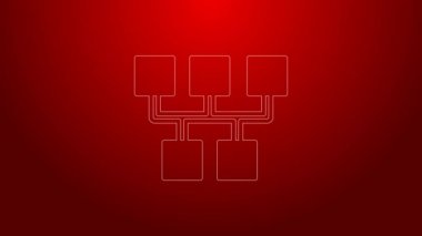 Yeşil çizgi vites değiştiren simgesi kırmızı arkaplanda izole edildi. İletişim simgesi. 4K Video hareketli grafik canlandırması