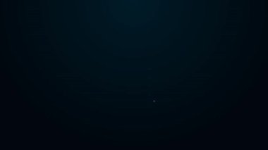 Parlayan neon hattı araba egzozu simgesi siyah arkaplanda izole edildi. Egzoz borusu. 4K Video hareketli grafik canlandırması
