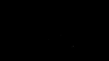 Beyaz çizgi reklam simgesi siyah arkaplanda izole edildi. Pazarlama ve tanıtım süreci kavramı. İlgili reklamlar. Sosyal medya reklamcılığı. 4K Video hareketli grafik canlandırması