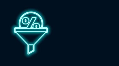 Parlayan neon hattı kurşun yönetim simgesi siyah arkaplanda izole edildi. İndirimli huni. Hedef müşteri iş konsepti. 4K Video hareketli grafik canlandırması