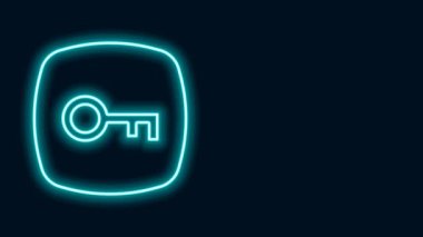 Parlayan neon çizgisi simgesi siyah arkaplanda izole edildi. 4K Video hareketli grafik canlandırması