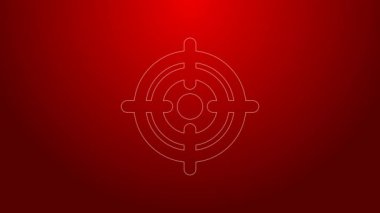 Yeşil Hat Hedef Finansal Hedef kavramı simgesi kırmızı arkaplanda izole edildi. Sembolik hedeflere ulaşım, başarı. 4K Video hareketli grafik canlandırması