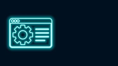 Parlayan neon hattı tarayıcı ayarı simgesi siyah arkaplanda izole edildi. Ayarlama, servis, bakım, onarım, onarım. 4K Video hareketli grafik canlandırması