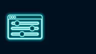 Parlayan neon hattı tarayıcı ayarı simgesi siyah arkaplanda izole edildi. Ayarlama, servis, bakım, onarım, onarım. 4K Video hareketli grafik canlandırması