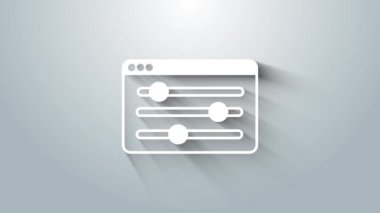 Beyaz Tarayıcı ayarı simgesi gri arkaplanda izole edildi. Ayarlama, servis, bakım, onarım, onarım. 4K Video hareketli grafik canlandırması