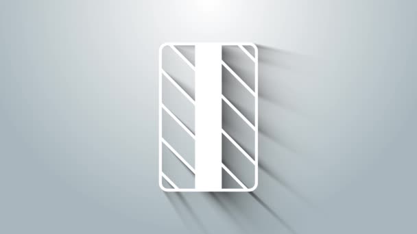 Witte autoband wiel pictogram geïsoleerd op grijze achtergrond. 4K Video motion grafische animatie — Stockvideo