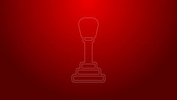 Green line Gear shifter icon isolated on red background. Manual transmission icon. 4K Video motion graphic animation — Stock Video