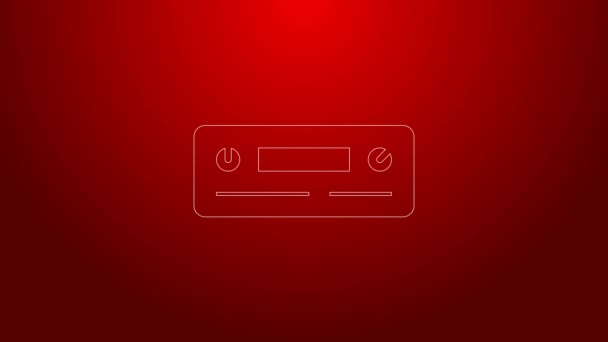 Green line Car Audio icon isolated on red background. Fm radio car audio icon. 4K Video motion graphic animation — Vídeo de Stock