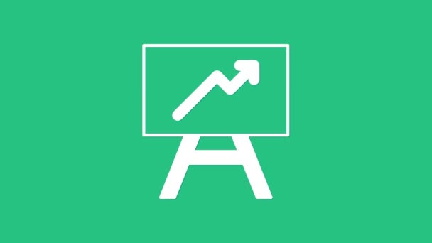 White Board with graph chart icon isolated on green background. Report text file icon. Accounting sign. Audit, analysis, planning. 4K Video motion graphic animation — Stock Video