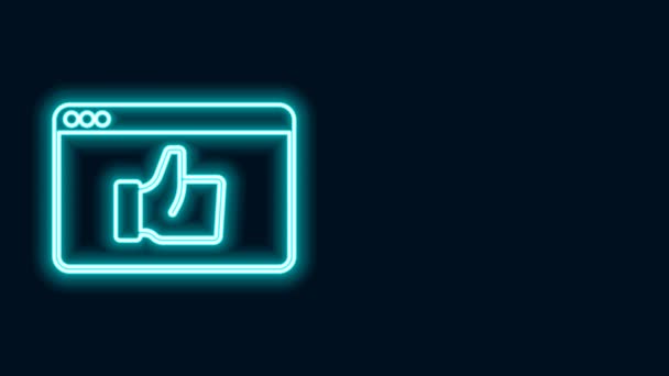 Świecąca neonowa linia Ikona oceny konsumenckiej lub klienta na czarnym tle. 4K Animacja graficzna ruchu wideo — Wideo stockowe