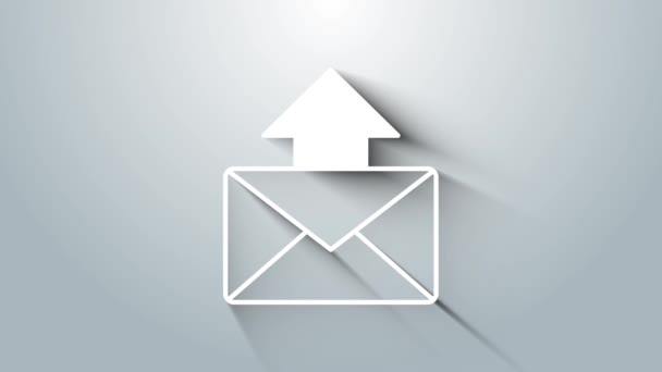 Icona posta bianca e e-mail isolata su sfondo grigio. E-mail con simbolo busta. Messaggio di posta elettronica segno. Animazione grafica 4K Video motion — Video Stock