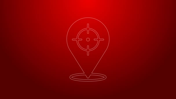 Green line Target financial goal concept icon isolated on red background. Symbolic goals achievement, success. 4K Video motion graphic animation — Stock Video